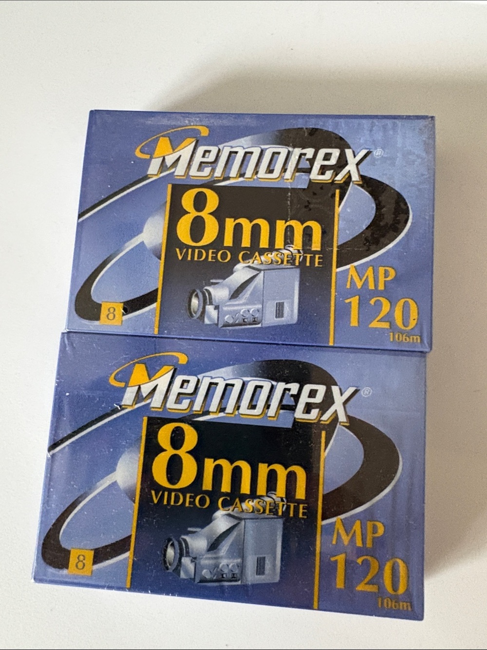Memorex MP120 8mm Video Cassette — Blue (2 Pack)